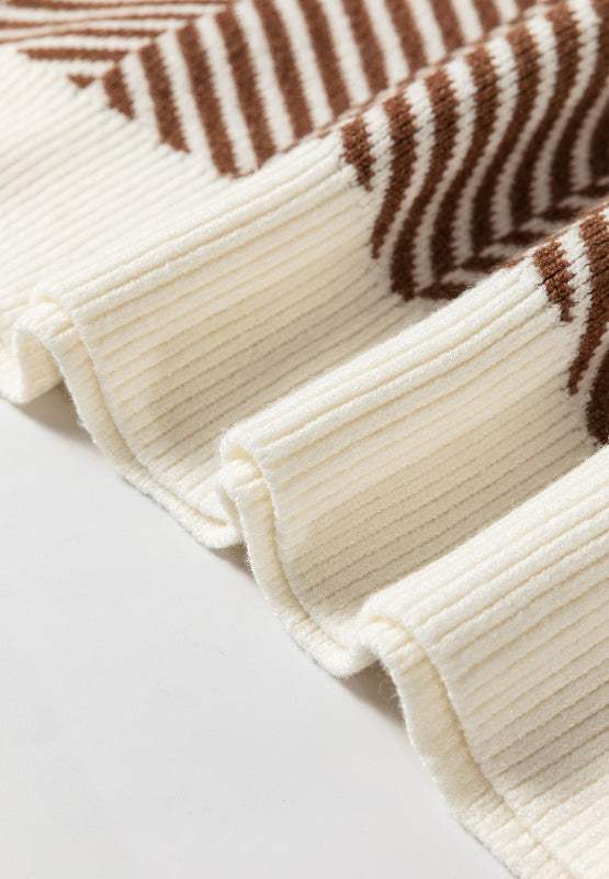Striped Round Neck Long Sleeve Sweater - Trendsi - Flyclothing LLC