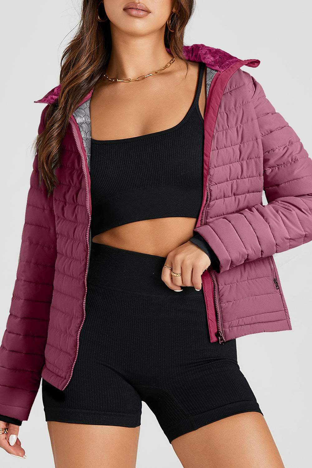 Turtleneck Zip Up Long Sleeve Jacket - Trendsi - Flyclothing LLC
