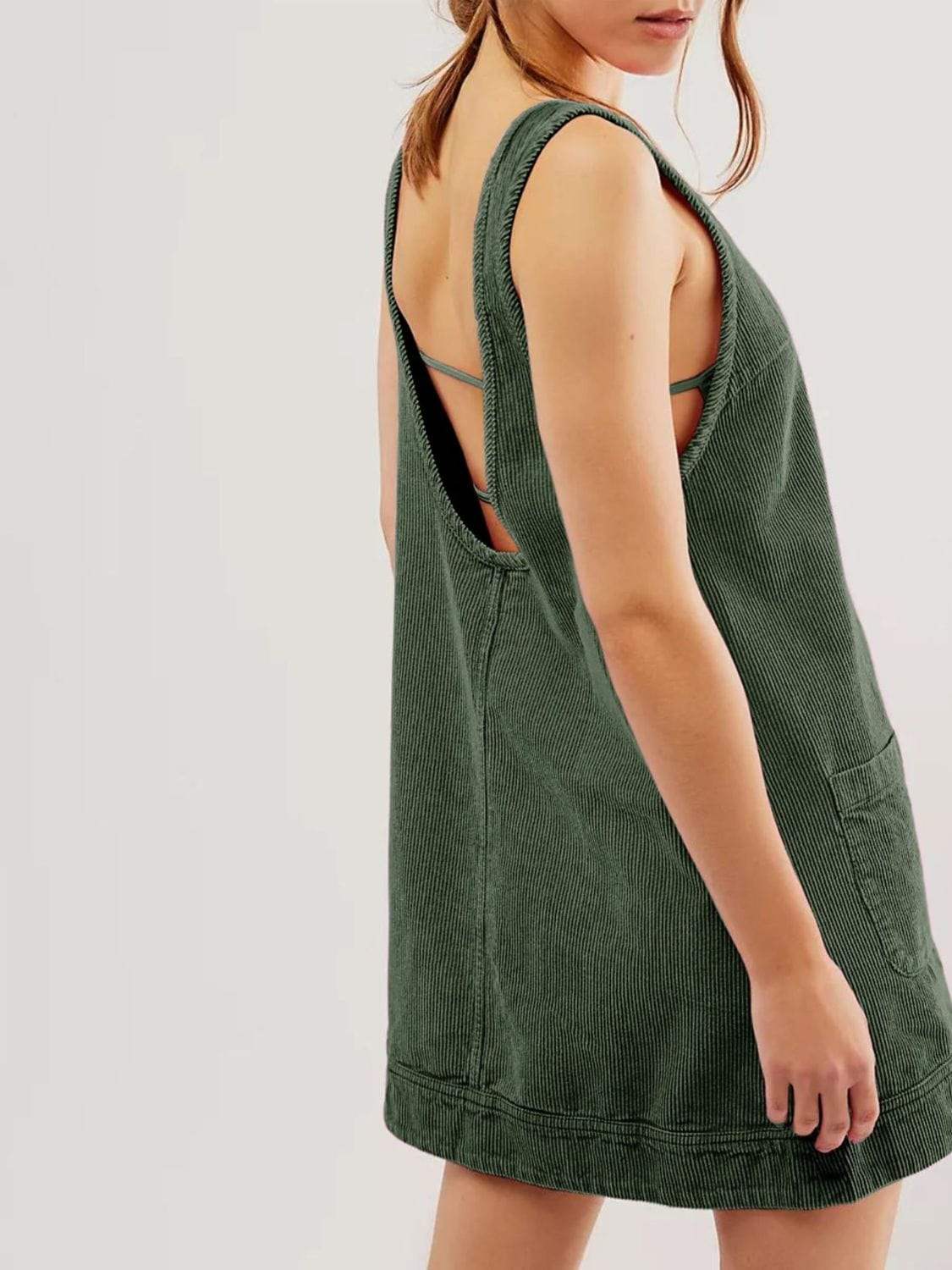 Mandy Round Neck Wide Strap Mini Dress with Pockets - Trendsi - Flyclothing LLC