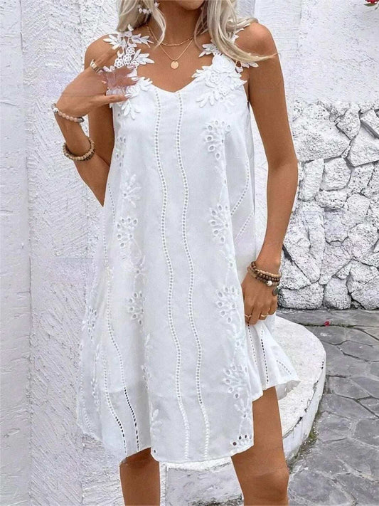 Lace Detail V-Neck Mini Dress - Trendsi - Flyclothing LLC