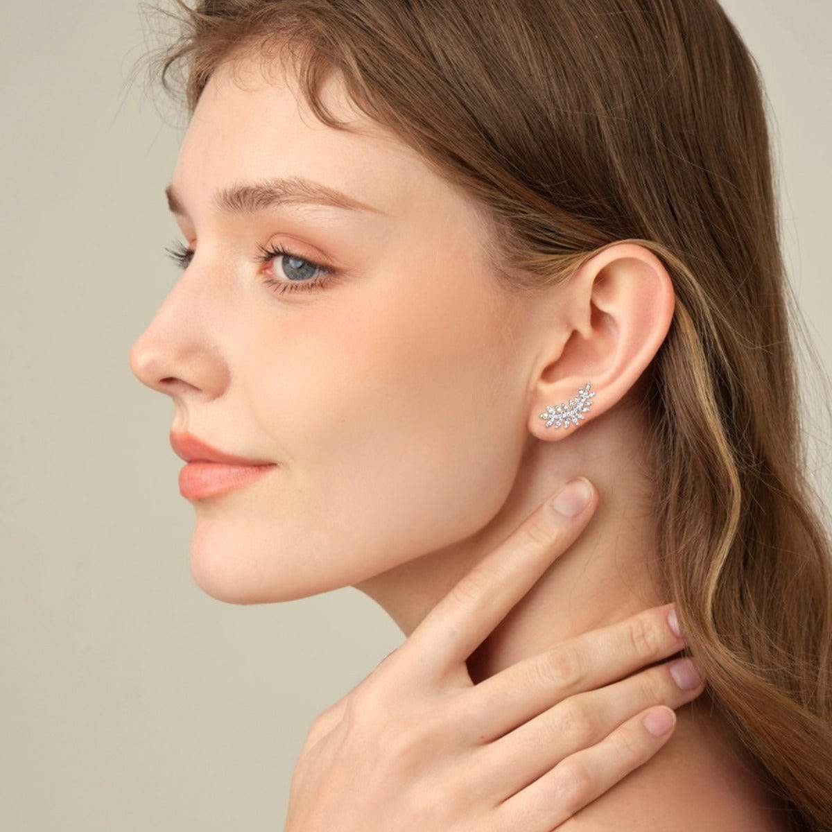 Moissanite 925 Sterling Silver Leaf Shape Stud Earrings - Trendsi - Flyclothing LLC
