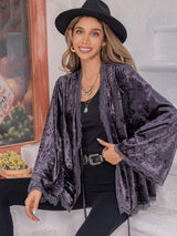 Tied Lace Detail Long Sleeve Cardigan - Trendsi - Flyclothing LLC