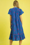 Umgee Embroidered Tiered Midi Dress - Trendsi