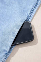 Bow Detail Spaghetti Straps Ruffle Hem Denim Dress - Trendsi - Flyclothing LLC