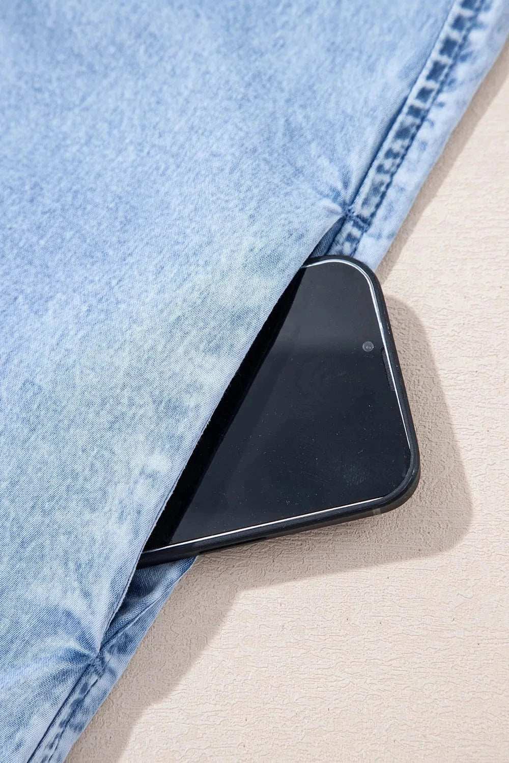 Bow Detail Spaghetti Straps Ruffle Hem Denim Dress - Trendsi - Flyclothing LLC