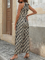 Tied Printed Grecian Neck Jumpsuit - Trendsi - Flyclothing LLC