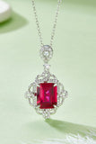 925 Sterling Silver Ruby Pendant Necklace - Trendsi