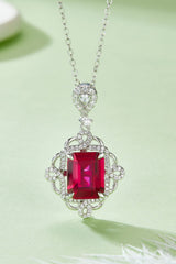 925 Sterling Silver Ruby Pendant Necklace - Trendsi