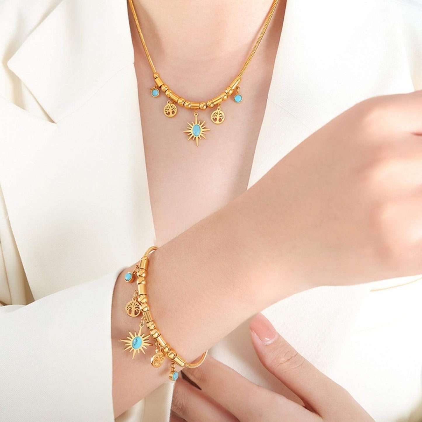 Gold-Plated Titanium Steel Charm Bracelet - Trendsi - Flyclothing LLC