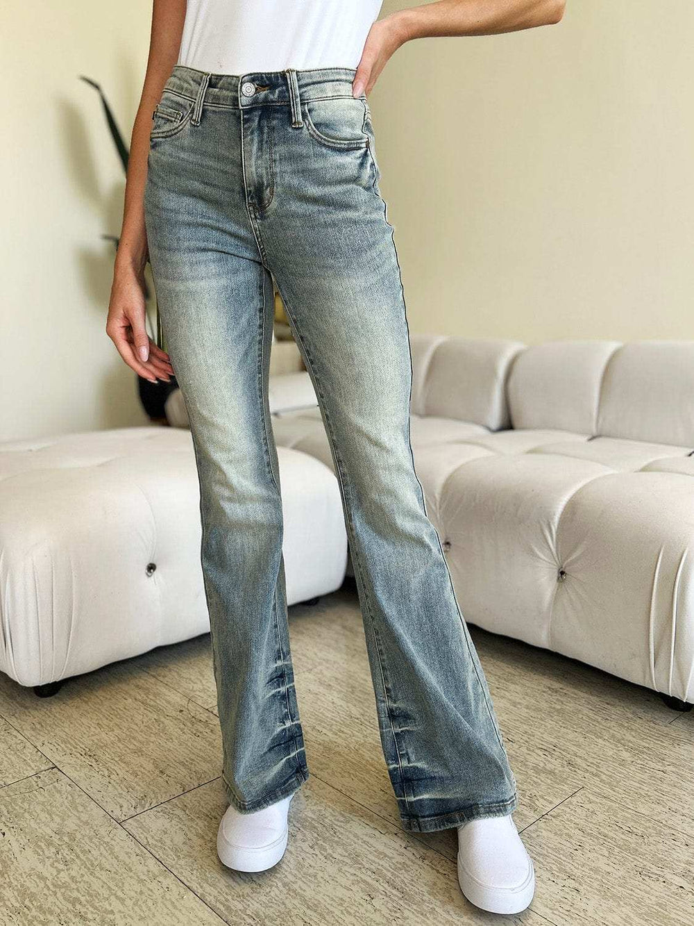 Judy Blue Full Size High Waist Flare Jeans - Trendsi - Flyclothing LLC