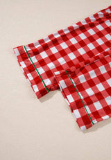 Plaid Collared Neck Long Sleeve Top and Pants Set - Trendsi - Flyclothing LLC