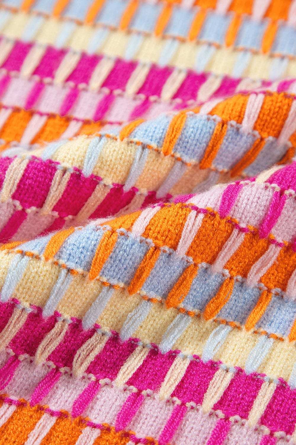 Contrast Round Neck Half Sleeve Knit Top - Trendsi - Flyclothing LLC