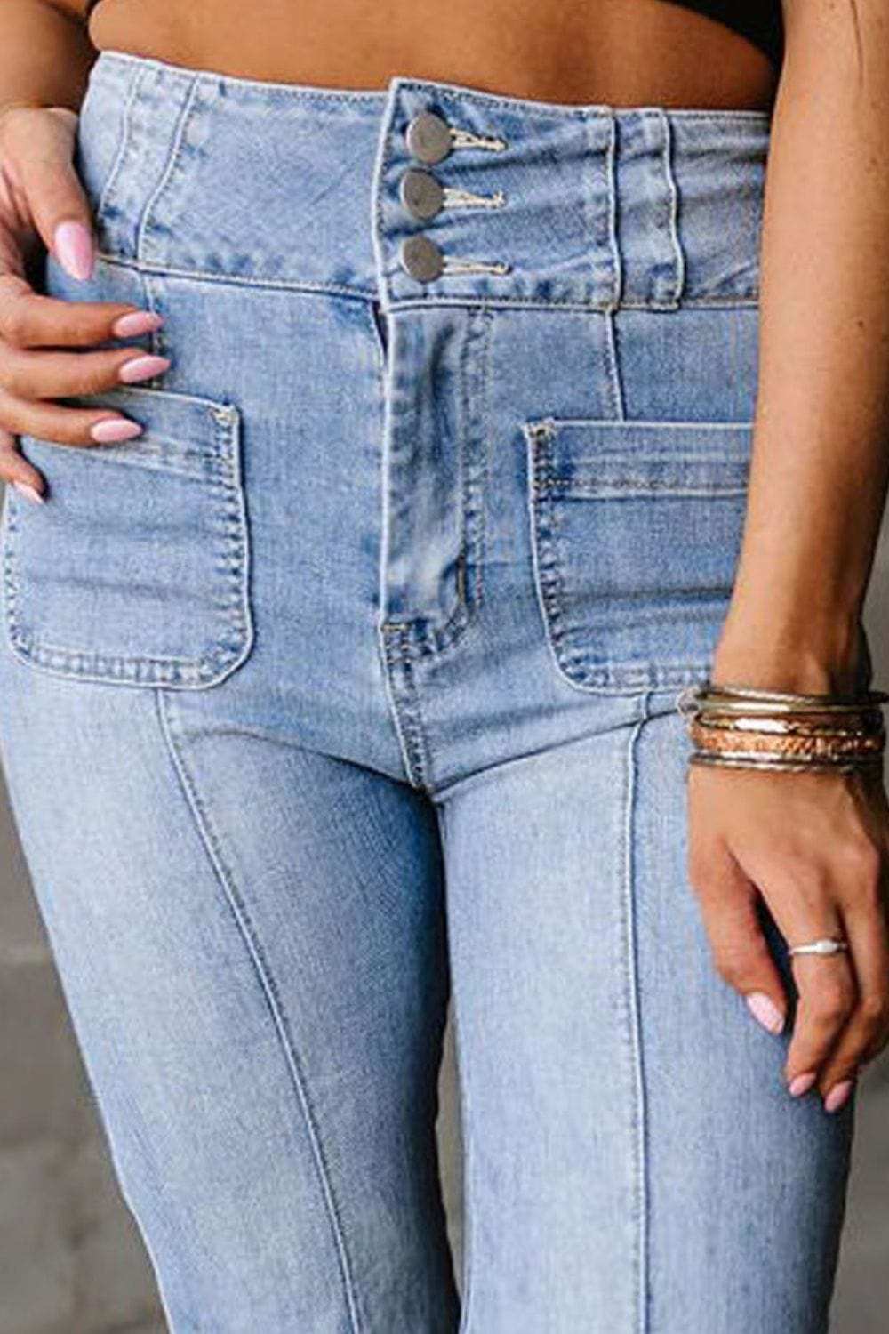 High Waist Bootcut Jeans - Trendsi - Flyclothing LLC