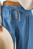 Drawstring Elastic Waist Wide Leg Jeans - Trendsi