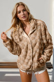 Double Take Checkered Long Sleeve Fuzzy Jacket - Trendsi