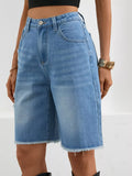 Ripped Frayed Hem Denim Shorts - Trendsi - Flyclothing LLC