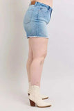 Judy Blue Full Size High Waist Western Embroidery Detail Cut Off Denim Shorts Plus Size - Trendsi - Flyclothing LLC
