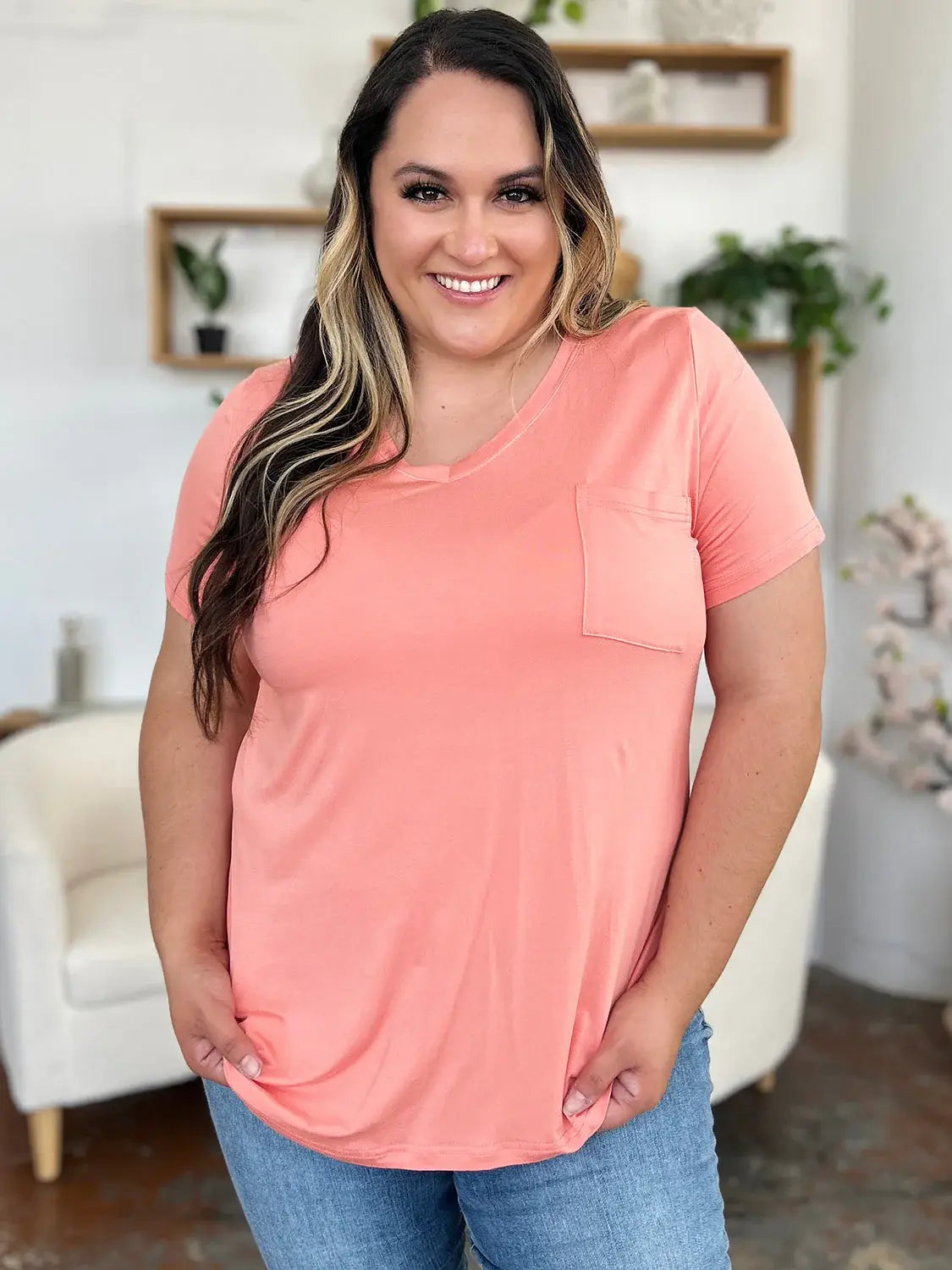 Basic Bae Bamboo Full Size V-Neck Short Sleeve T-Shirt - ShopBasicbae - Flyclothing LLC