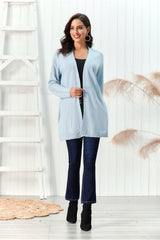 Cable-Knit Open Front Long Sleeve Cardigan - Trendsi