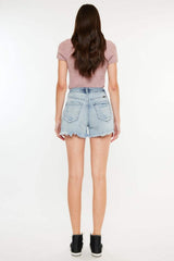 Kancan Distressed High Waist Denim Shorts with Pockets - Trendsi - Flyclothing LLC