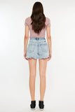 Kancan Distressed High Waist Denim Shorts with Pockets - Trendsi