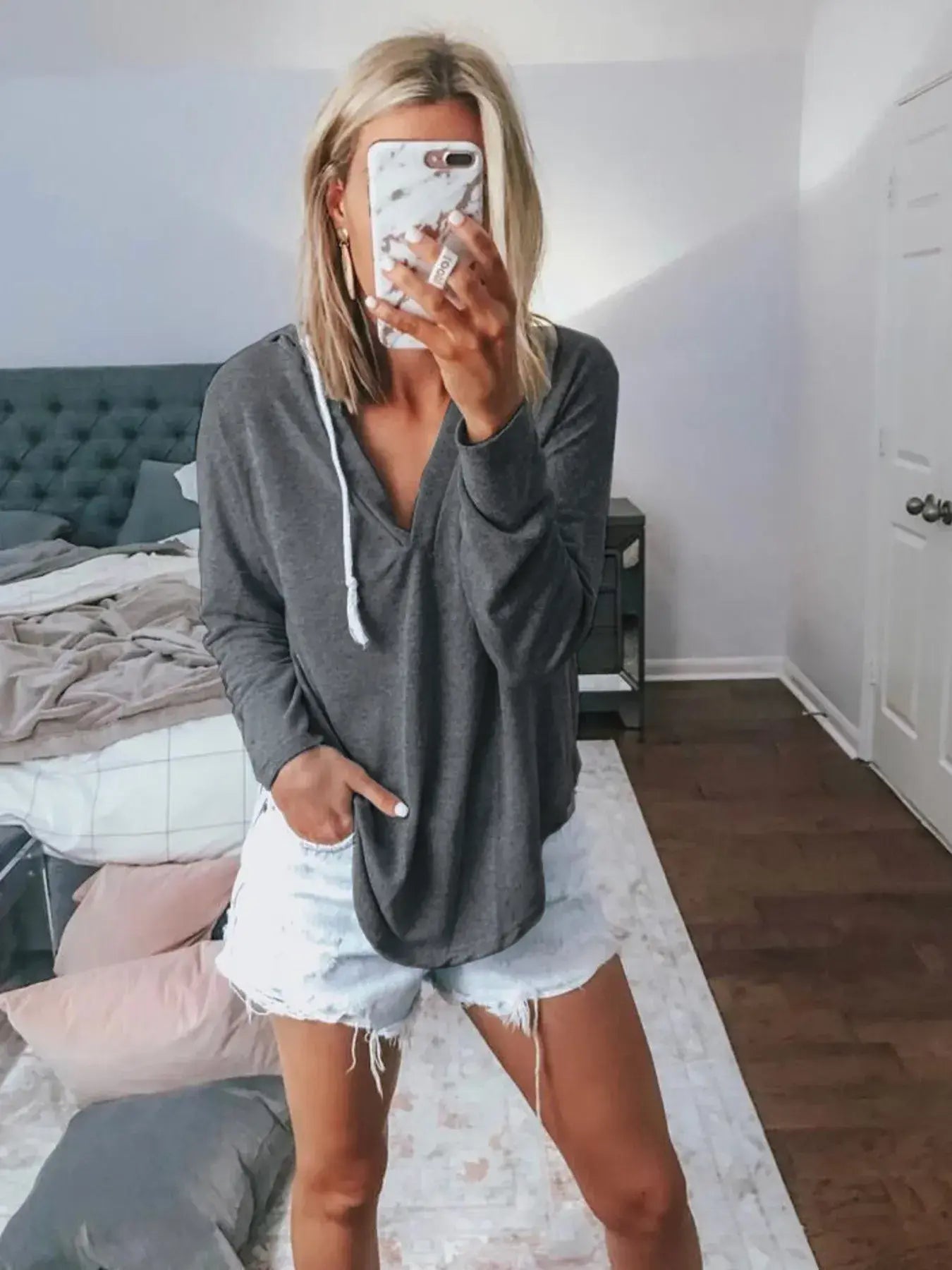Full Size Drawstring Long Sleeve Hoodie Plus Size - Trendsi - Flyclothing LLC