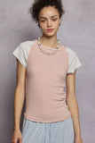 POL Round Neck Outseam Detail T-Shirt with Contrast Color Sleeves - Trendsi - Flyclothing LLC
