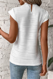 Textured Mock Neck Cap Sleeve Top - Trendsi