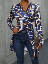 Geometric Surplice Long Sleeve T-Shirt - Trendsi - Flyclothing LLC