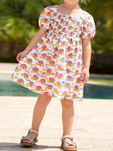Children's Smocked Puff Sleeve Dress - Trendsi - Flyclothing LLC