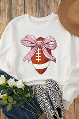 Football Round Neck Long Sleeve Sweatshirt - Trendsi - Flyclothing LLC