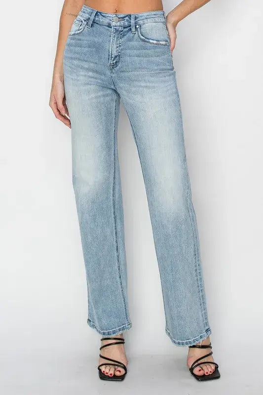 RISEN Full Size High Rise Straight Jeans Plus Size - Trendsi - Flyclothing LLC