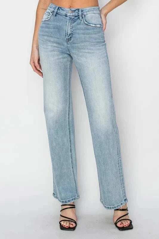 RISEN Full Size High Rise Straight Jeans Plus Size - Trendsi - Flyclothing LLC
