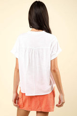 VERY J Nochted Short Sleeve Washed T-Shirt - Trendsi - Flyclothing LLC