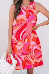 Abstract Floral Print Sleeveless Shift Mini Dress - Trendsi - Flyclothing LLC