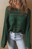 Cable-Knit Openwork Long Sleeve Sweater - Trendsi - Flyclothing LLC