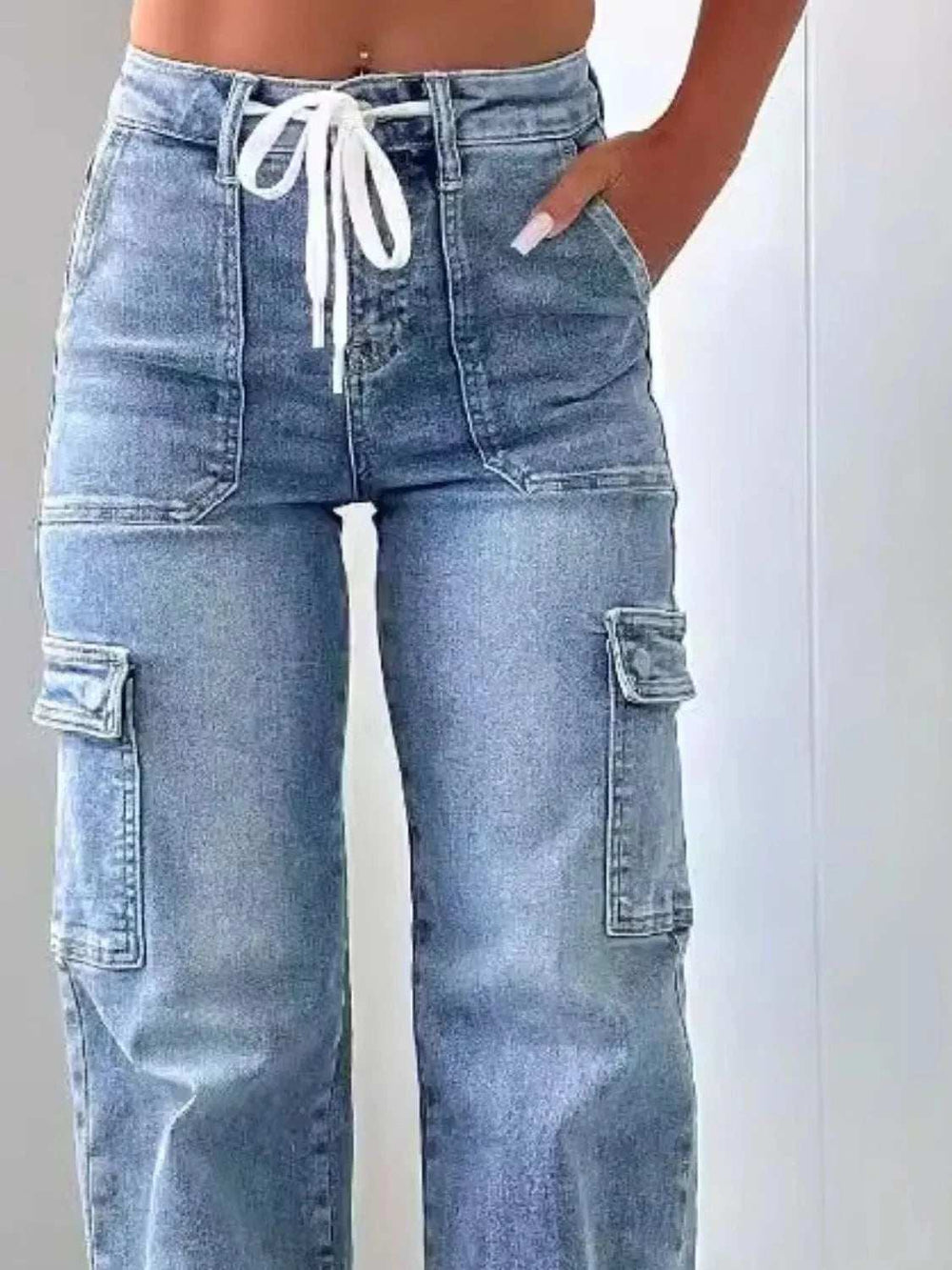 Washed Jeans with Pockets - Trendsi - Flyclothing LLC