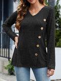V-Neck Long Sleeve T-Shirt - Trendsi - Flyclothing LLC