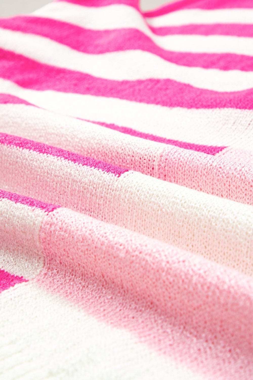 Striped Round Neck Half Sleeve Knit Top - Trendsi - Flyclothing LLC