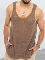 Men's Plus Size Round Neck Wide Strap Tank - Trendsi - Flyclothing LLC