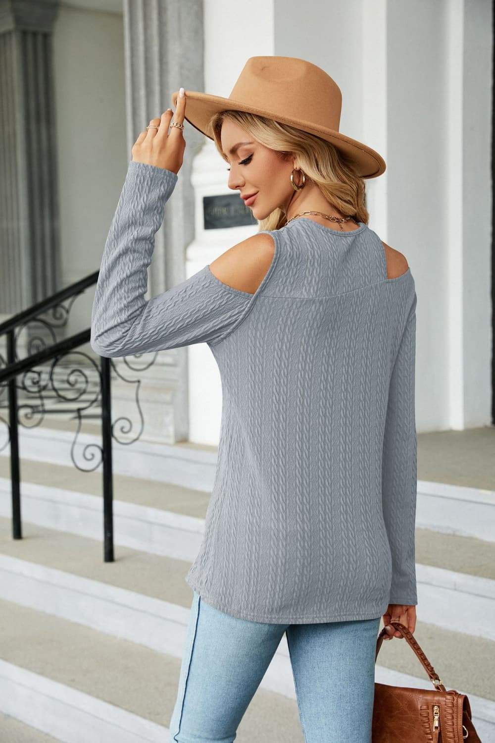 Dropped Shoulder Long Sleeve Blouse - Trendsi - Flyclothing LLC