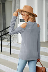 Dropped Shoulder Long Sleeve Blouse - Trendsi - Flyclothing LLC