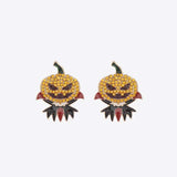Demon Pumpkin Rhinestone Alloy Earrings - Trendsi - Flyclothing LLC
