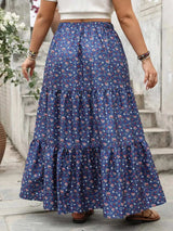 Plus Size Floral Elastic Waist Maxi Skirt - Trendsi - Flyclothing LLC