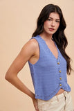 Annie Wear Crochet Trim Button Down Sweater Vest - Trendsi
