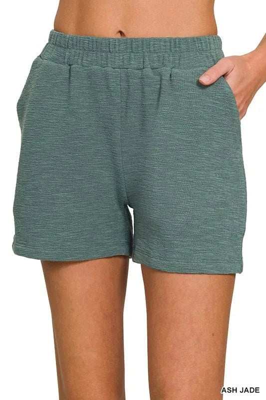 Zenana Cotton Slub Short Pants - Trendsi - Flyclothing LLC