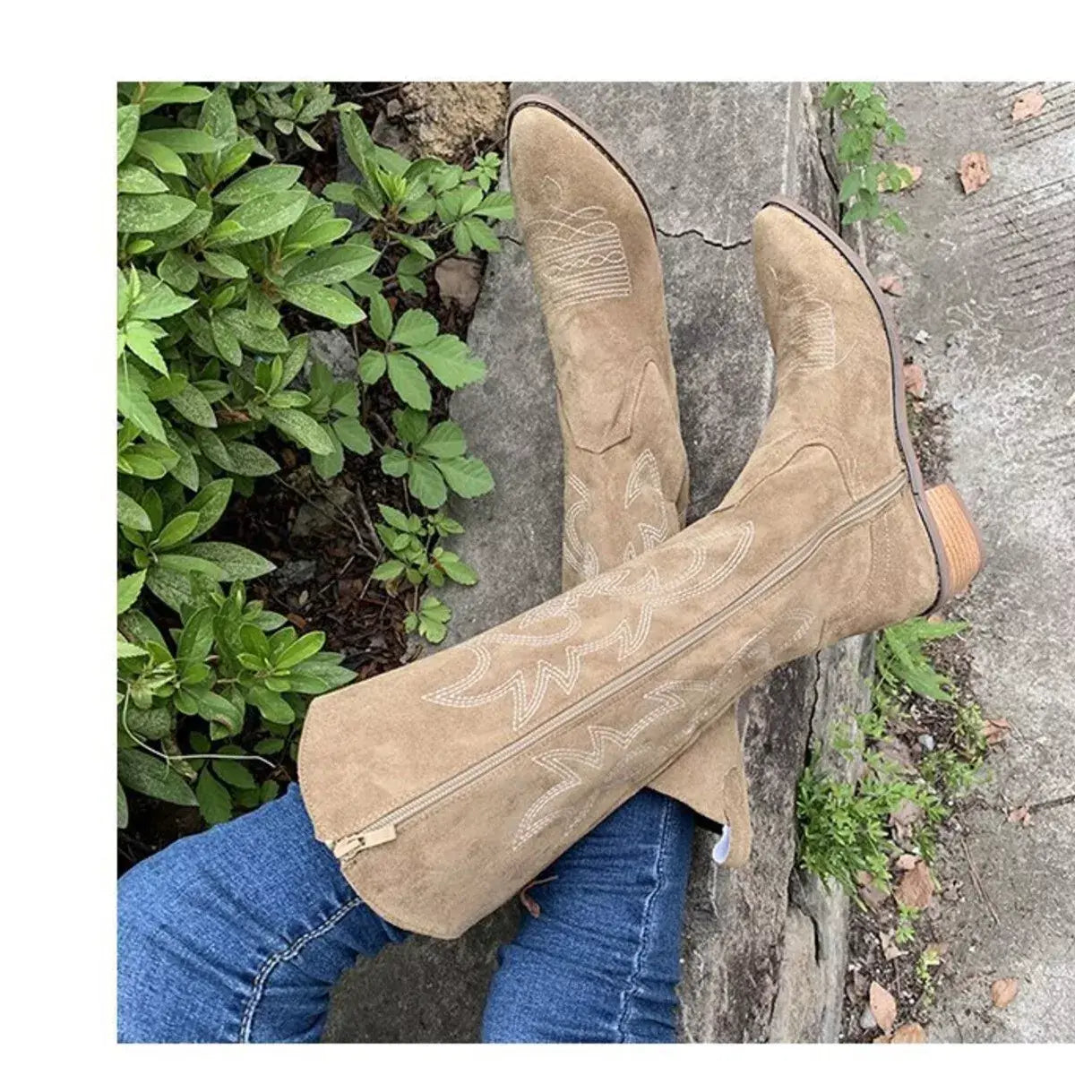 Point Toe Block Heels Boots - Trendsi - Flyclothing LLC