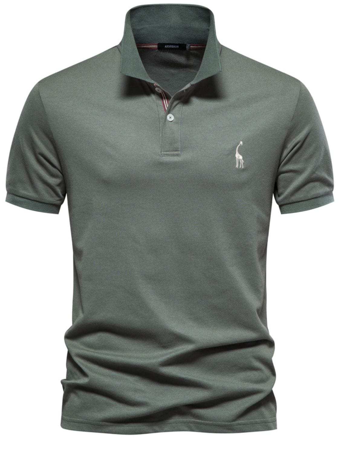 Men's Giraffe Embroidered Short Sleeve Polo - Trendsi - Flyclothing LLC