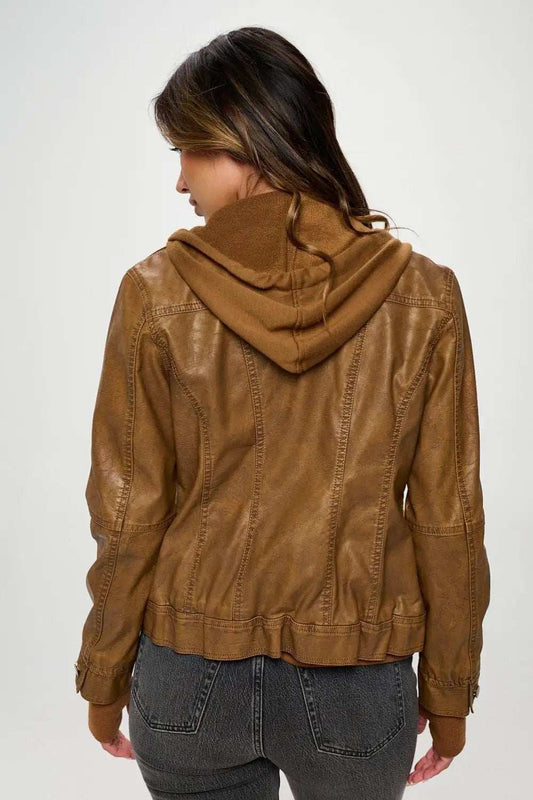 Coalition LA Double Zip Hooded Long Sleeve Jacket - Trendsi - Flyclothing LLC