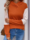 Perfee Contrast Long Sleeve Hoodie - Trendsi